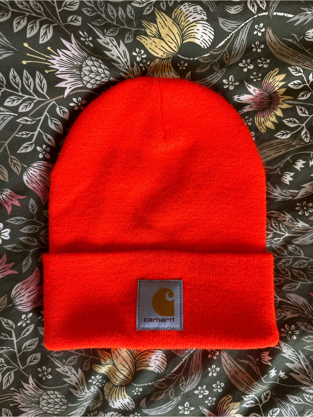 Carhartt Bright Orange Cuffed Beanie with Logo Patch